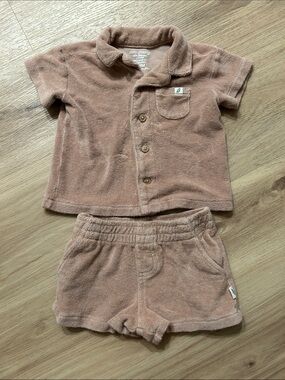 Easy Peasy Terry Cloth Two-Piece Shirt & Short Set - Dusty Rose